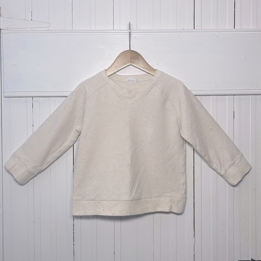 JAMIE KAY Organic Cotton Thick Textured Neutral Pink Specks Crewneck Sweatshirt